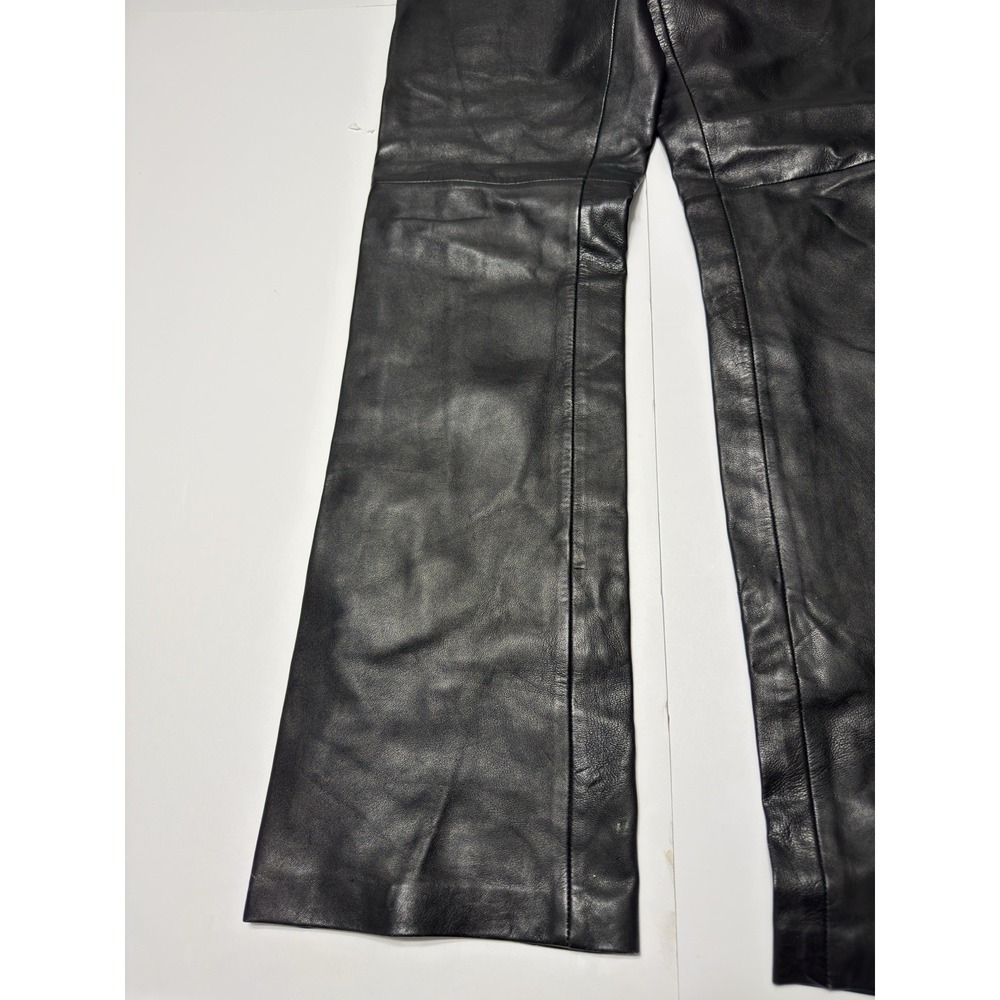 Cache Women's 100% Leather Black Bootcut Flare Pants Size 4 Y2K Vintage Boho 32" - Picture 5 of 12